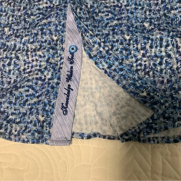 Robert Graham XL men’s dress shirt button up blue labyrinth print long sleeve - Picture 6 of 7